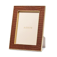 Aerin Classic Croc Leather Frame, Chestnut, 8 x 10