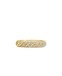 Sculpted Cable Pavé Band Ring 18K Yellow Gold with Diamonds