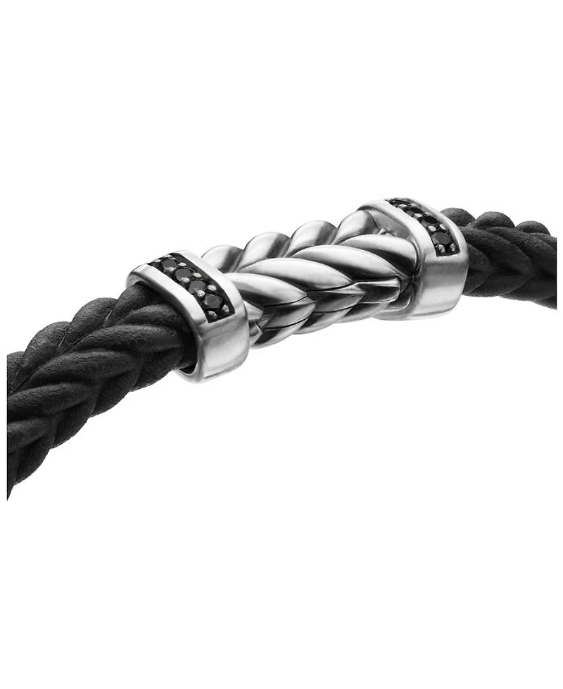 Men's Chevron Black Rubber Bracelet with Pavé Diamonds
