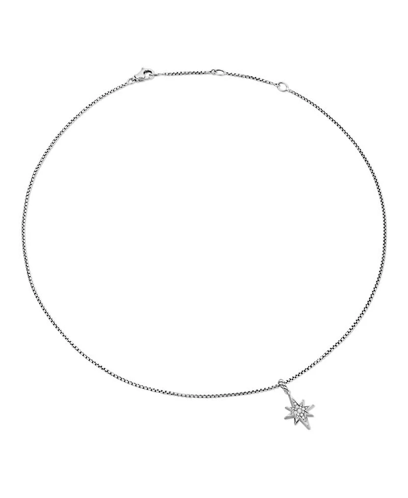 Sterling Silver Cable Collectibles® North Star Pendant Necklace with Diamonds, 17"