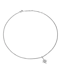 Sterling Silver Cable Collectibles® North Star Pendant Necklace with Diamonds, 17"