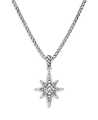 Sterling Silver Cable Collectibles® North Star Pendant Necklace with Diamonds, 17"