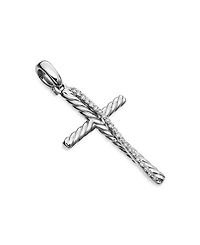 Sterling Silver Amulets Diamond Draped Cross Pendant