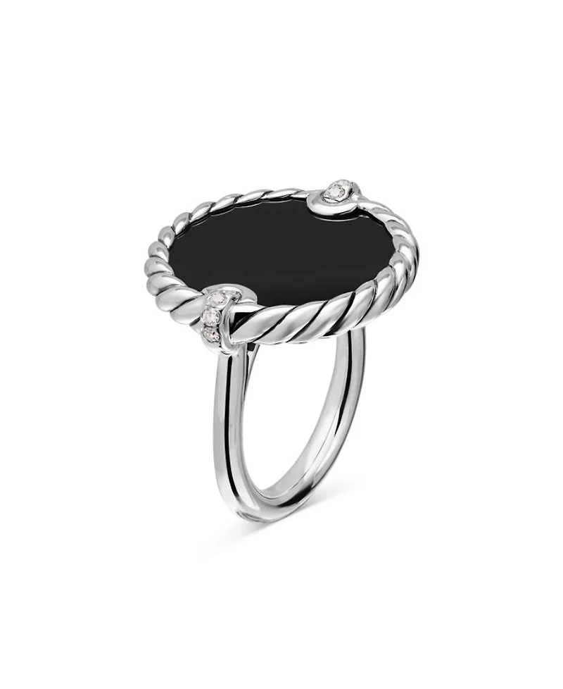 David Yurman Sterling Silver DY Elements® Stone and Diamond Ring