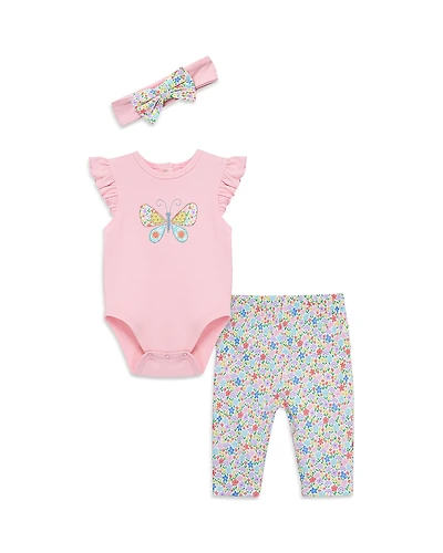 Little Me Girls' Butterfly Bodysuit, Pants, & Headband Set - Baby