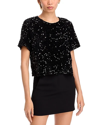 Steve Madden Cressa Sequined Velvet Top