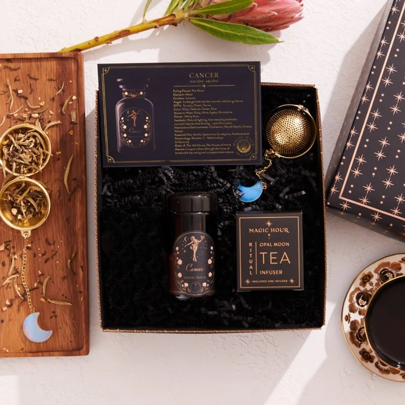 Astrology Minded Mini Gift Set with Opal Moon Strainer, Cancer