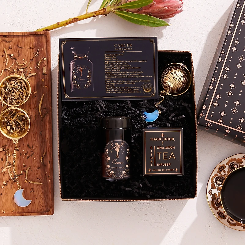 Magic Hour Astrology Minded Mini Gift Set with Opal Moon Strainer, Cancer