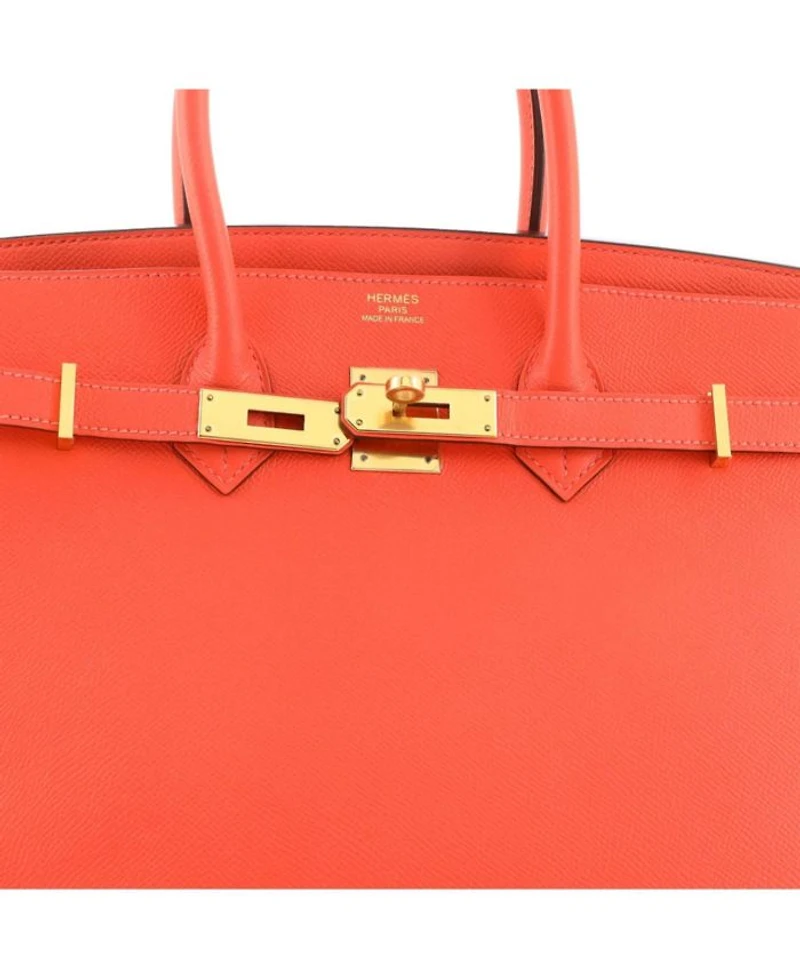 Birkin 35 Handbag Red Epsom with Gold Hardware
