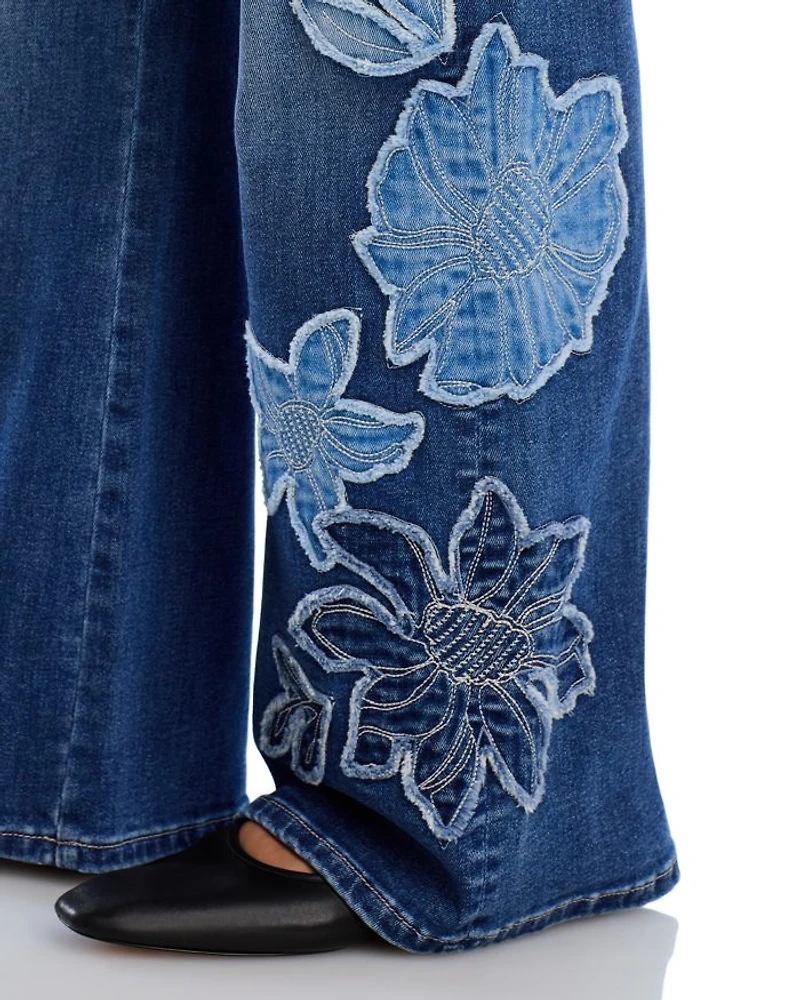 Charlee x Denim Patch Wide Legs Jeans Medium Wash