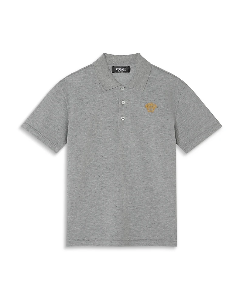 Versace Boys' Piquet Medusa Outline Polo - Little Kid, Big Kid