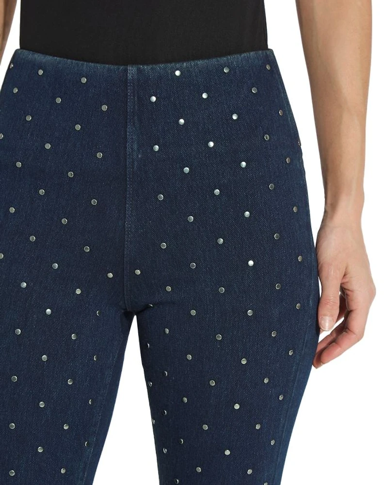 Studded High Rise Boyfriend Jeans Indigo