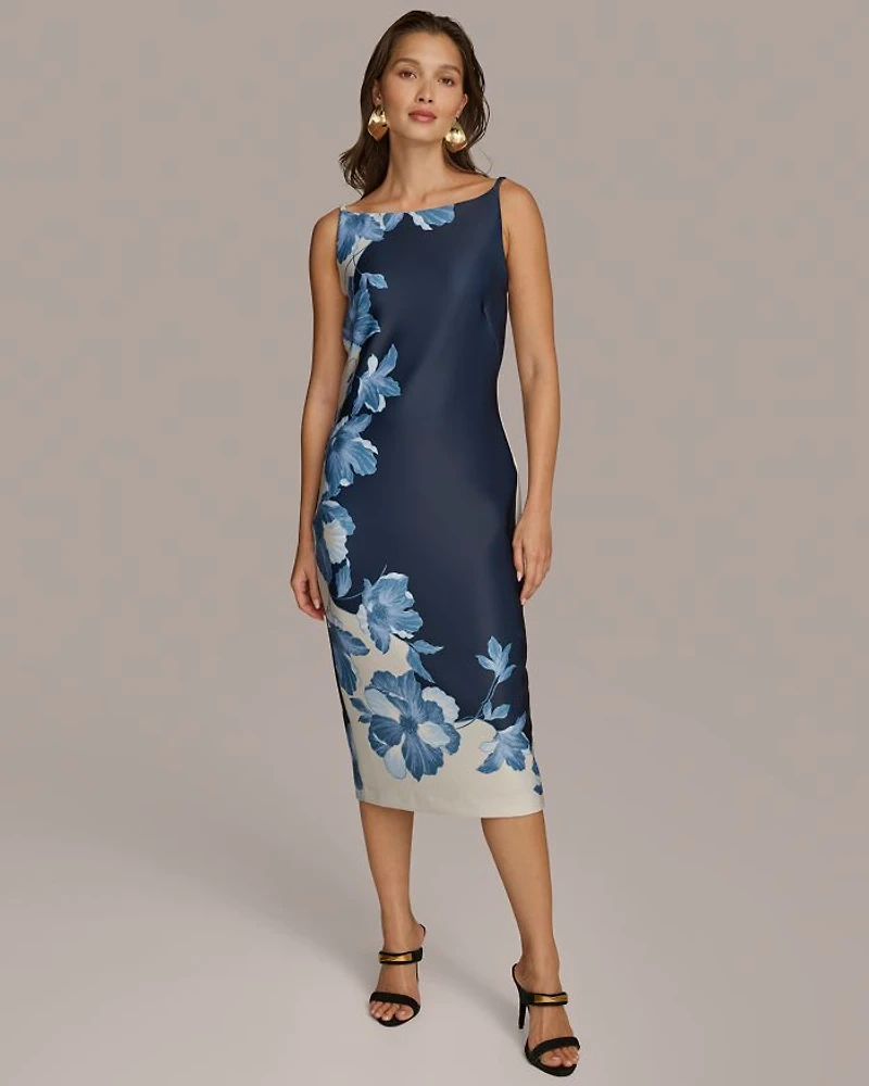 Boat Neck Sleeveless Midi Dress