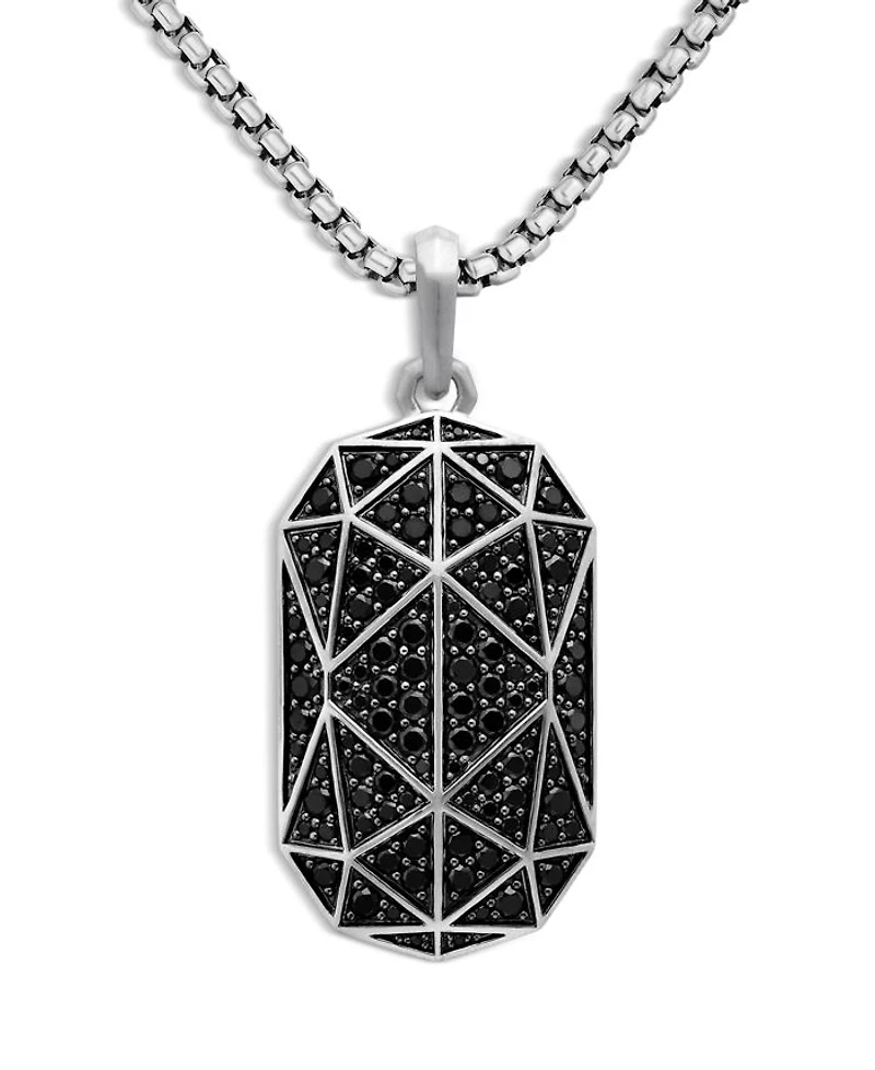 Men's Torqued Faceted Amulet in Sterling Silver with Diamonds