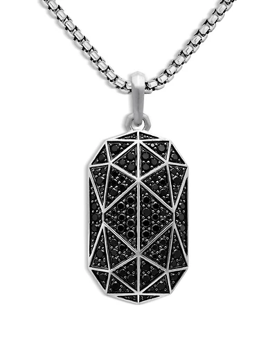 Men's Torqued Faceted Amulet in Sterling Silver with Diamonds