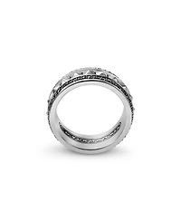 Men's Sterling Silver Pyramid Band with Black Diamonds
