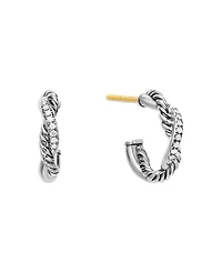 Sterling Silver Petite Infinity Huggie Hoop Earring with Diamonds