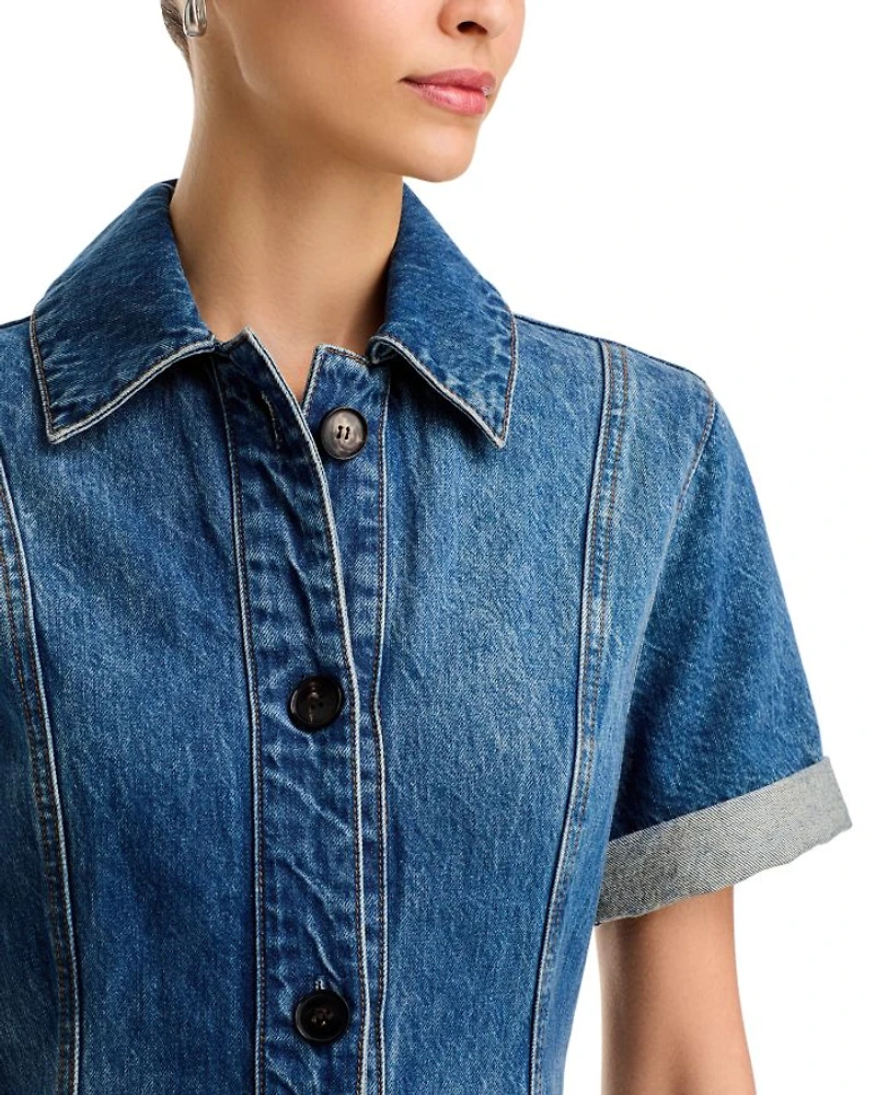Button Front Denim Dress