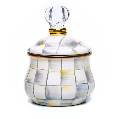 Sterling Check Lidded Sugar Bowl