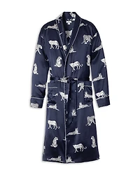 Petite Plume Men's Mulberry Silk Panthere de Nuit Robe