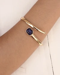Color Stone Deco Cuff Bracelet 18K Gold Plated