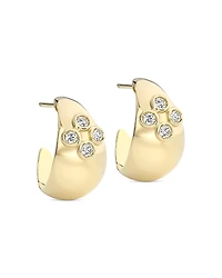 L. Klein 18K Yellow Gold Dome Diamond Bezel Graduated Hoop Earrings