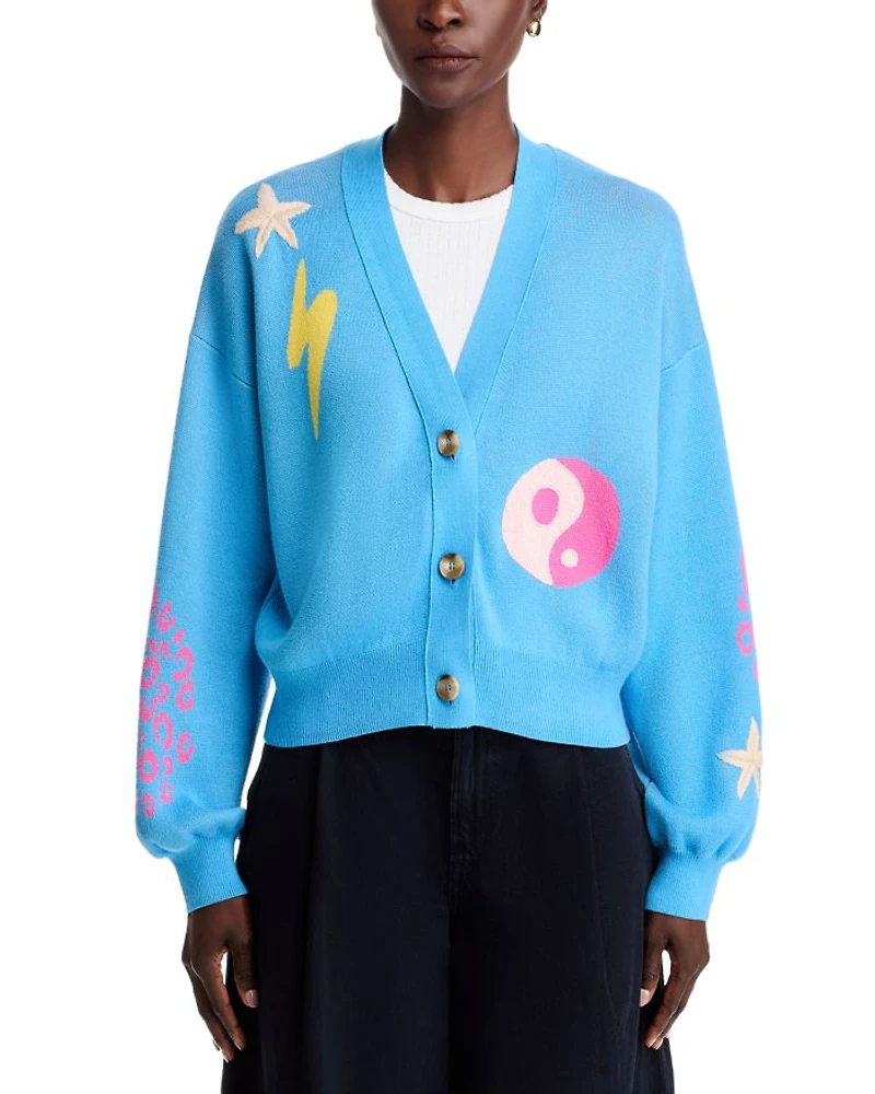 The Bell Sleeved Cropped V Neck Cardigan Sweater