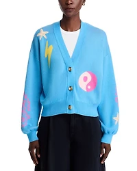 The Bell Sleeved Cropped V Neck Cardigan Sweater