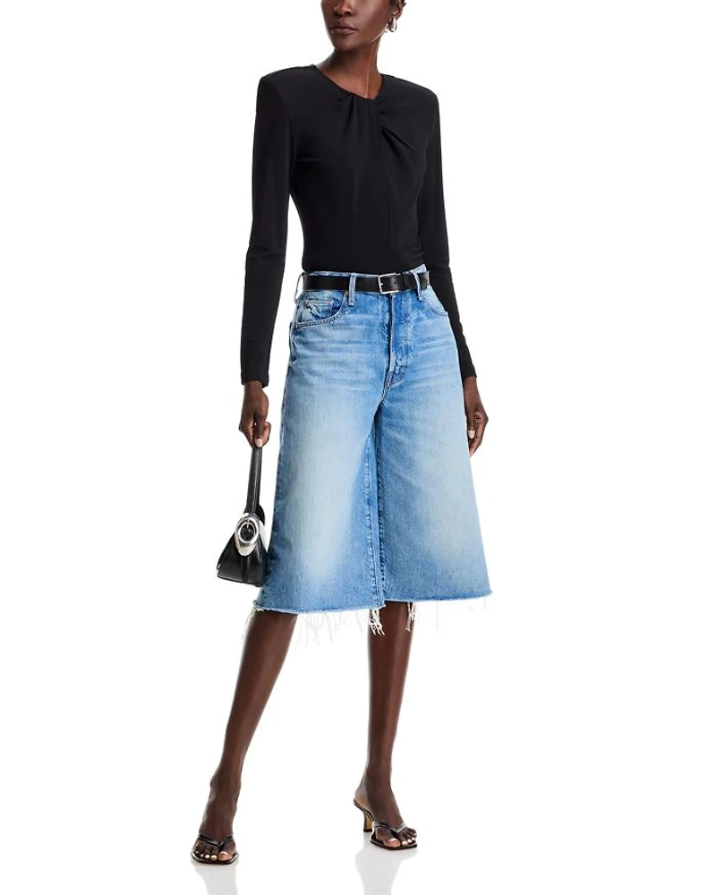 The Whole Fray Denim Culotte Shorts Wipeout