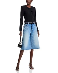 The Whole Fray Denim Culotte Shorts Wipeout