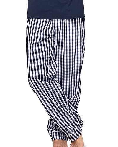 Petite Plume Brushed Cotton Twill Gingham Check Pajama Pants