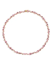 14K Yellow Gold Wicked Pink Sapphire, Amethyst, & Diamond Glinda Collar Necklace, 16"