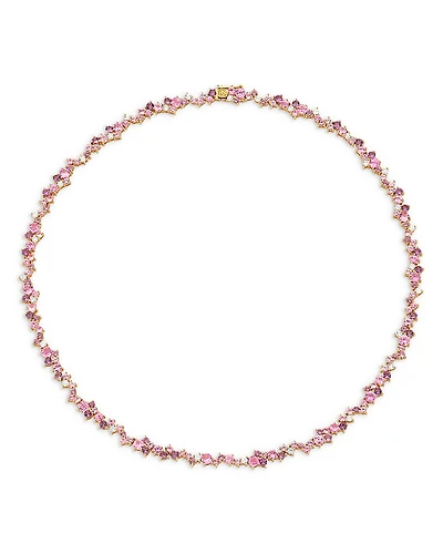 Sydney Evan 14K Yellow Gold Wicked Pink Sapphire, Amethyst, & Diamond Glinda Collar Necklace, 16