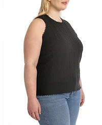 Plus Cotton Frayed Cable Tank Top