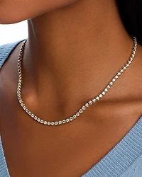 Diamond Crown Set Tennis Necklace 14K Yellow Gold and White Gold, 10.0 tcw