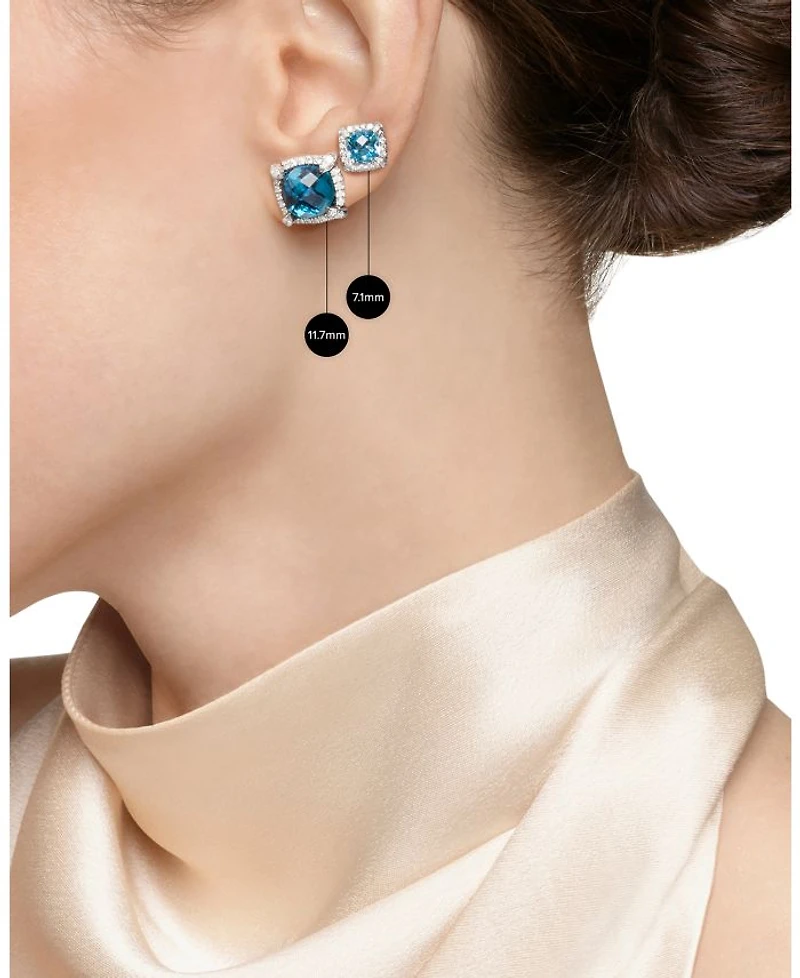 Sterling Silver Chateline Gemstones & Diamond Stud Earrings - Exclusive