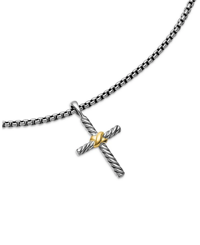 Petite X Cross Necklace with 14K Gold, 16"