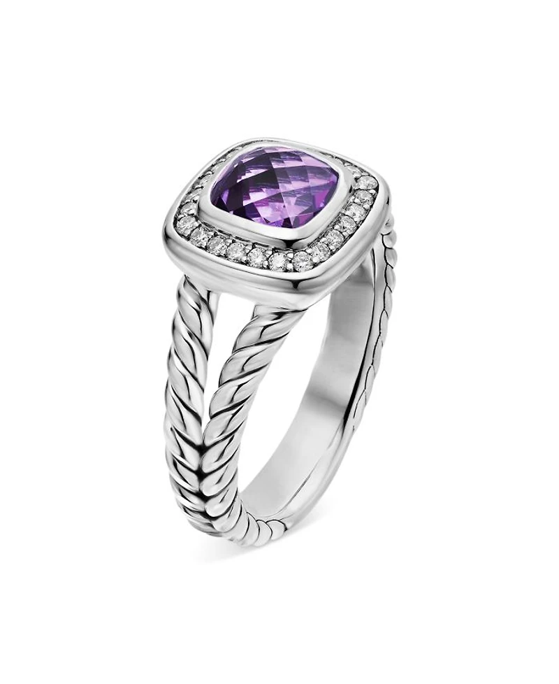 Petite Albion® Ring Sterling Silver with Gemstone and Diamonds, 7mm