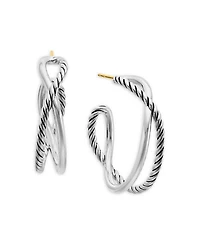 Crossover Hoop Earrings in Sterling Silver, 33.7mm