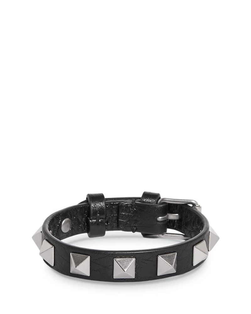 Stud Embellished Leather Bracelet
