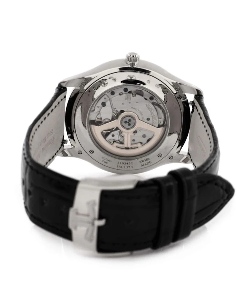 Master Ultra Thin Date Automatic Watch in White Gold and Alligator with Diamond Bezel 40mm