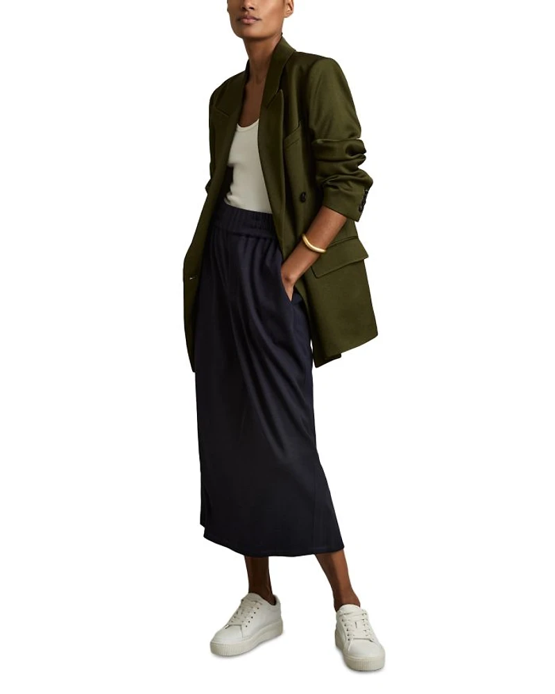 Nora Ruched Jersey Midi Skirt