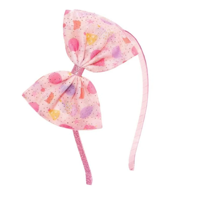 Girl Birthday Party Tulle Bow Headband - Little and Big Kid