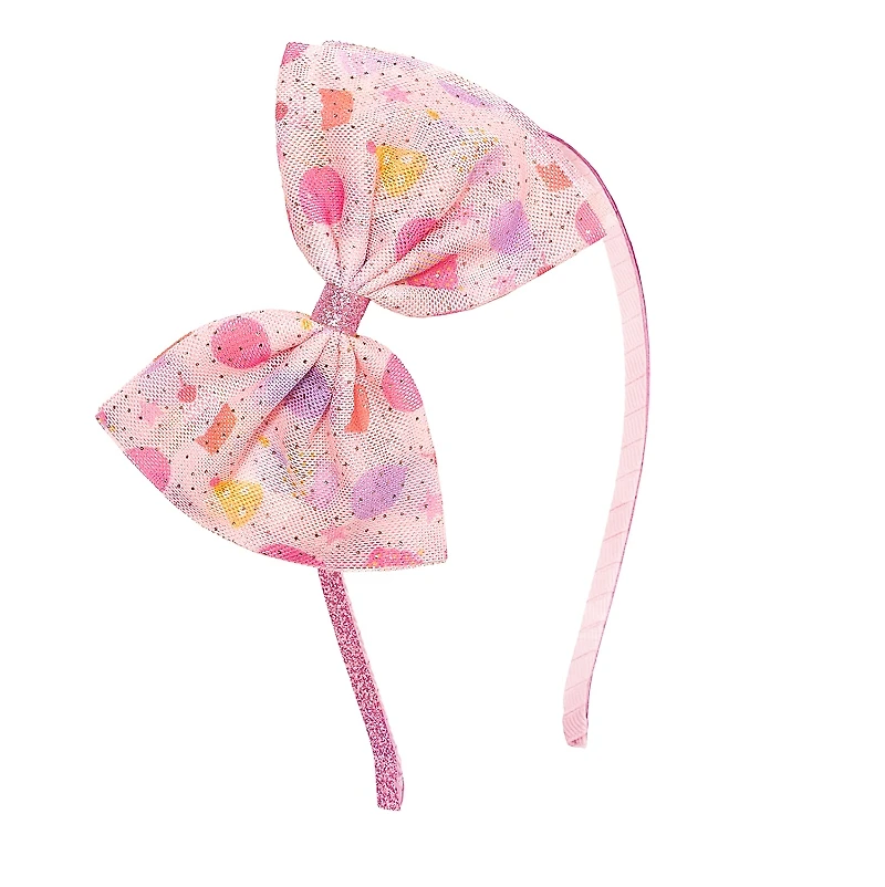 Sweet Wink Girl Birthday Party Tulle Bow Headband - Little and Big Kid
