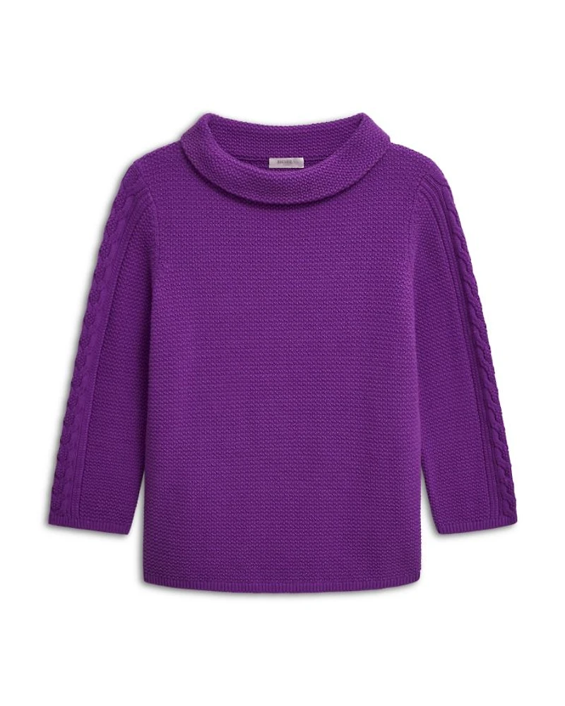 Camilla Boat Neck Cable Knit Sleeve Sweater