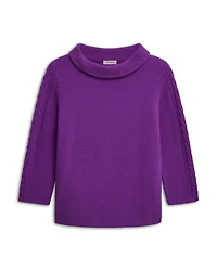 Camilla Boat Neck Cable Knit Sleeve Sweater