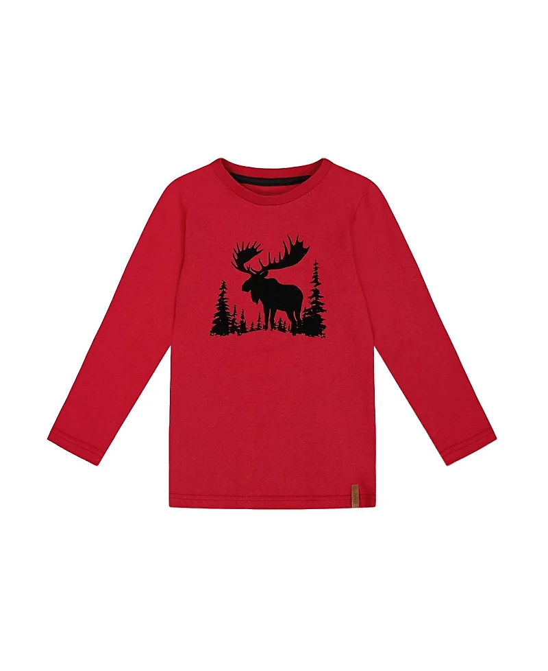 Deux par Deux Boys' T-Shirt Red with Moose Print - Baby