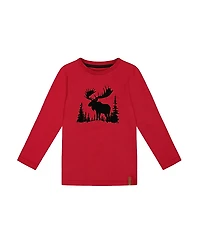 Deux par Deux Boys' T-Shirt Red with Moose Print - Baby
