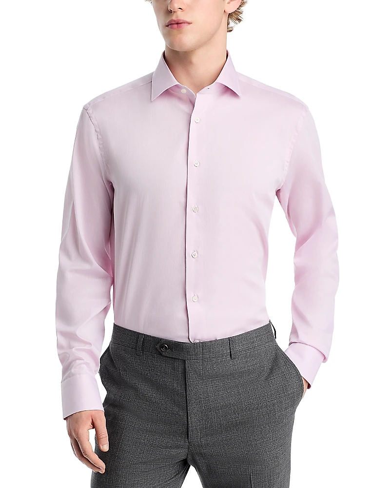 Canali Microtextured Regular Fit Dress Shirt