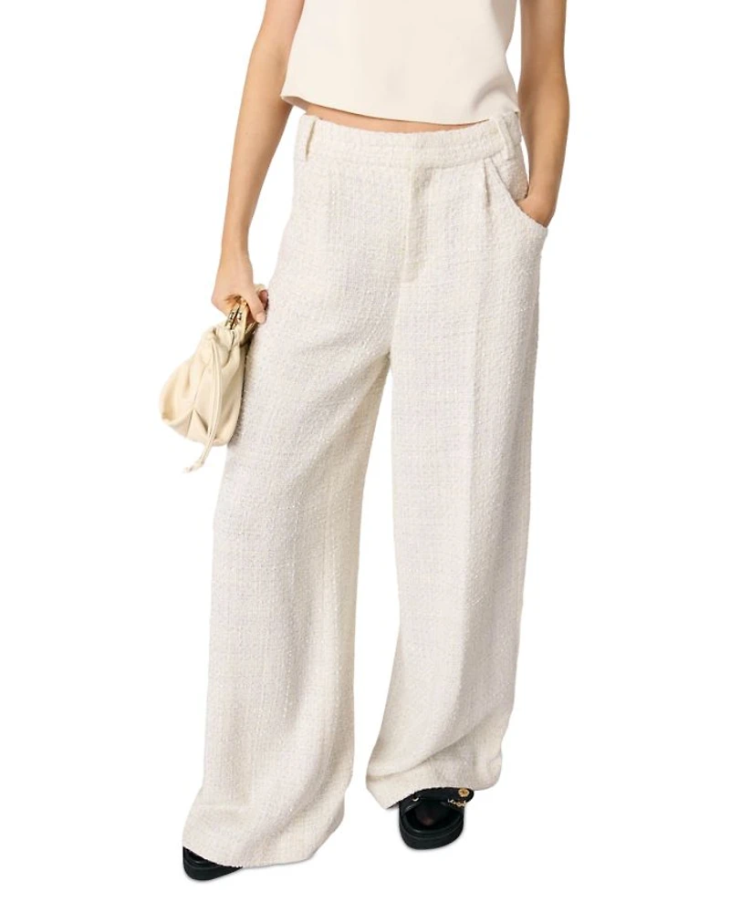 Wide Leg Tweed Trousers